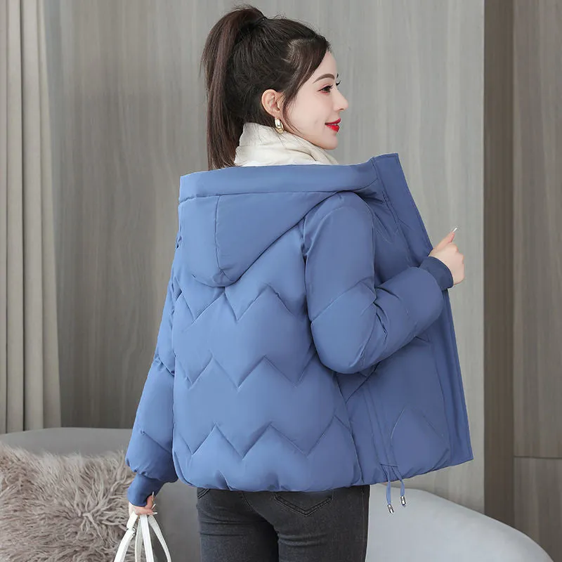 Water-resistant and Windproof Women's Cropped Zip-up Puffer Jacket