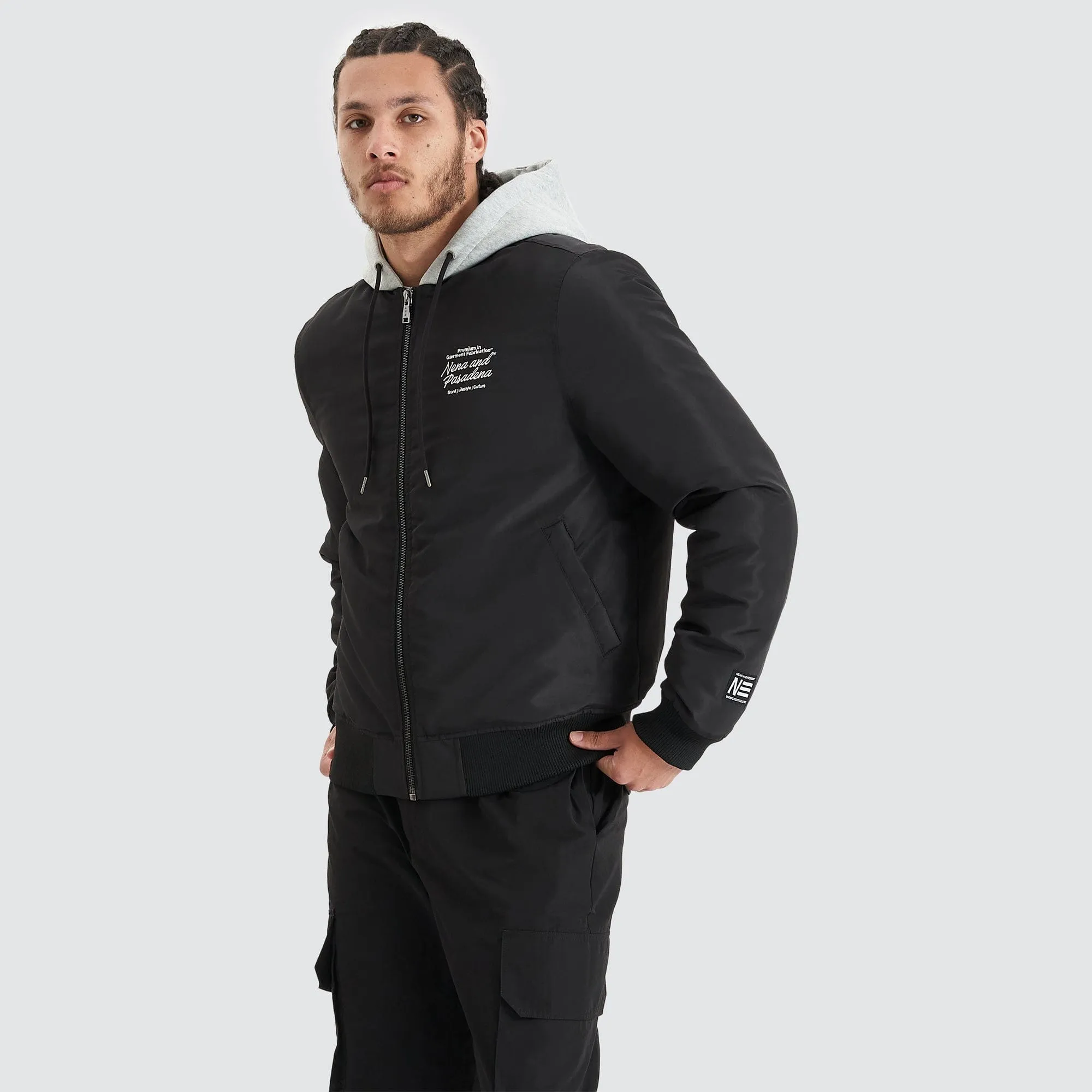 Wingsuit Hooded Bomber Jacket Jet Black