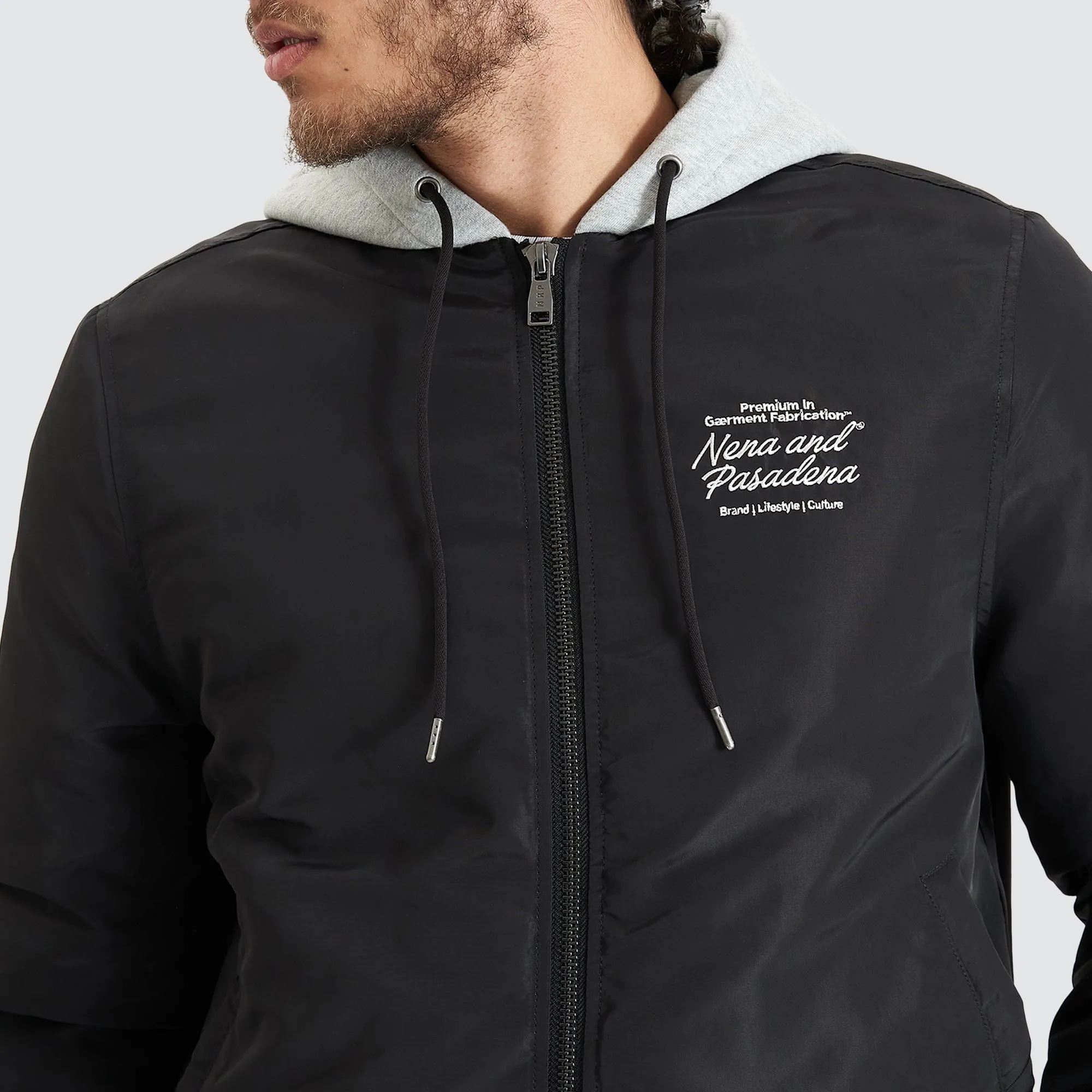 Wingsuit Hooded Bomber Jacket Jet Black