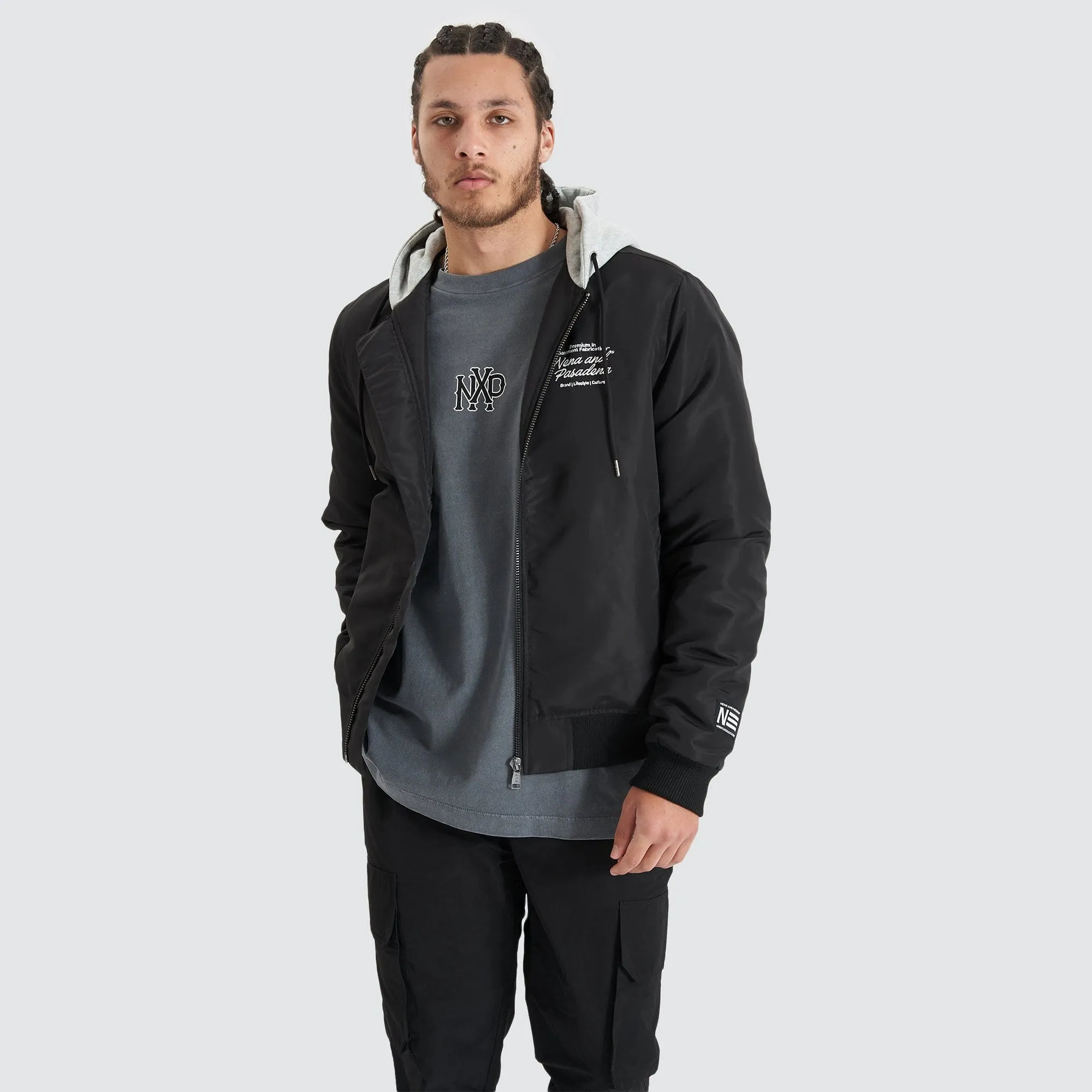 Wingsuit Hooded Bomber Jacket Jet Black