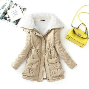 winter cotton coat women slim plus size outwear medium-long wadded jacket thick hooded cotton wadded warm cotton parka