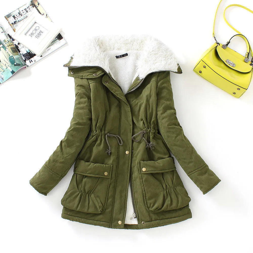 winter cotton coat women slim plus size outwear medium-long wadded jacket thick hooded cotton wadded warm cotton parka