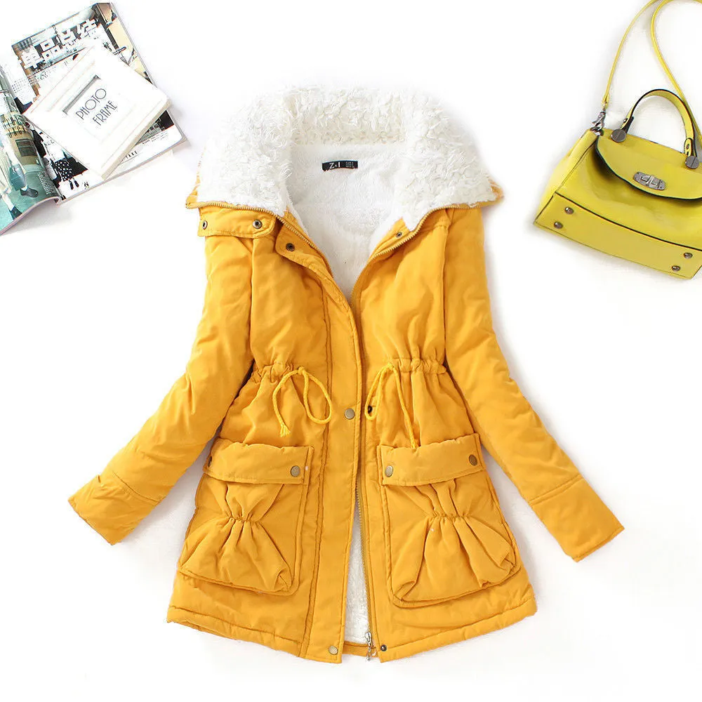 winter cotton coat women slim plus size outwear medium-long wadded jacket thick hooded cotton wadded warm cotton parka