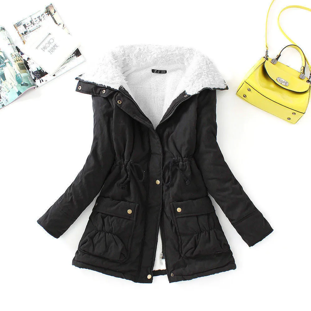 winter cotton coat women slim plus size outwear medium-long wadded jacket thick hooded cotton wadded warm cotton parka