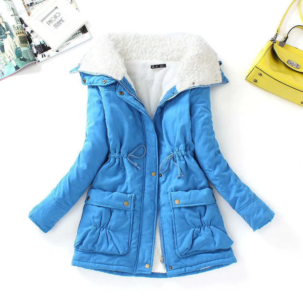 winter cotton coat women slim plus size outwear medium-long wadded jacket thick hooded cotton wadded warm cotton parka