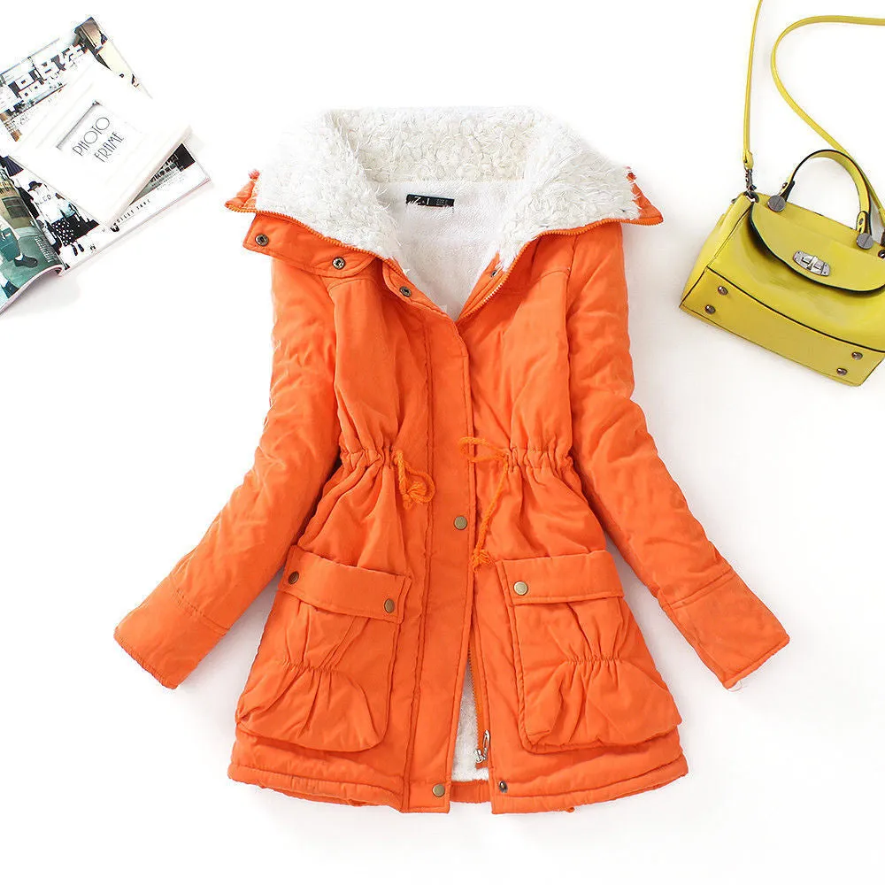 winter cotton coat women slim plus size outwear medium-long wadded jacket thick hooded cotton wadded warm cotton parka