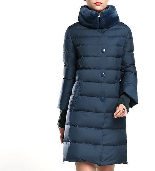 Winter duck down jacket women long coat parkas thickening Female Warm Clothes Rabbit fur collar High Quality
