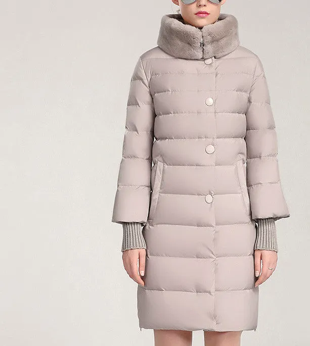 Winter duck down jacket women long coat parkas thickening Female Warm Clothes Rabbit fur collar High Quality