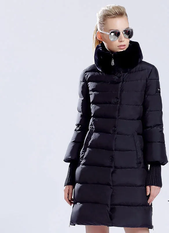 Winter duck down jacket women long coat parkas thickening Female Warm Clothes Rabbit fur collar High Quality