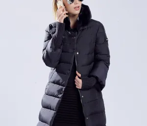 Winter duck down jacket women long coat parkas thickening Female Warm Clothes Rabbit fur collar High Quality