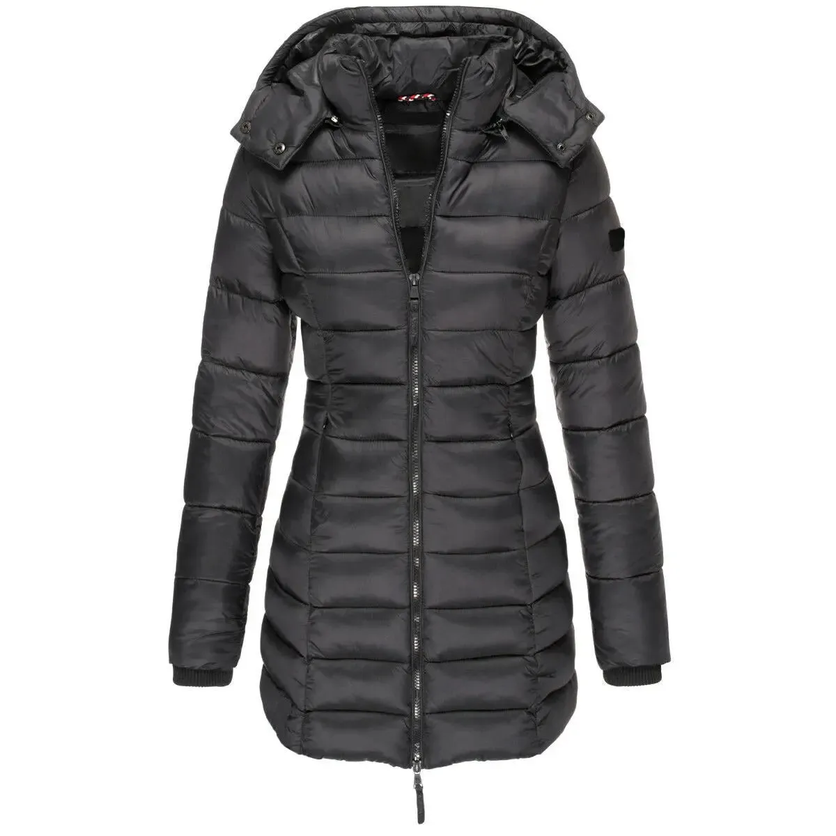 Winter Jackets for Women Zipper Hooded Cotton Padded Jackets Long Sleeve Warm Coat Slim Parka Female Portable Outwear