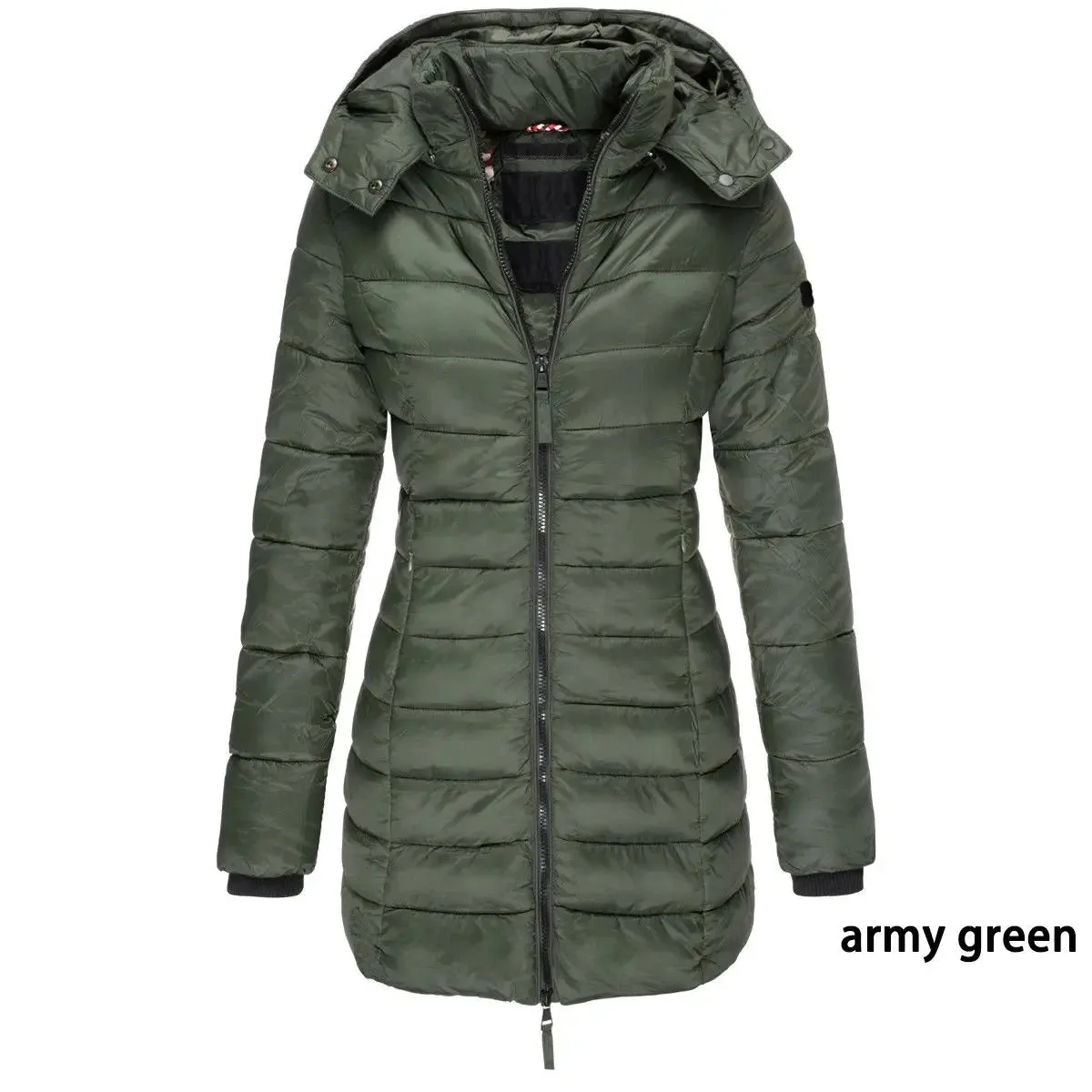 Winter Jackets for Women Zipper Hooded Cotton Padded Jackets Long Sleeve Warm Coat Slim Parka Female Portable Outwear