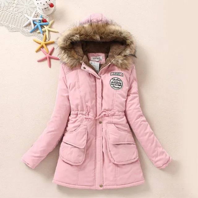 winter women jacket medium-long thicken plus size 4XL outwear hooded wadded coat slim parka cotton-padded jacket overcoat