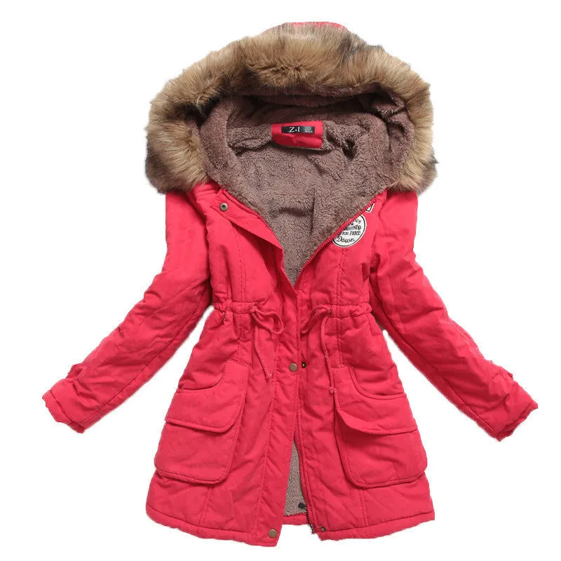 winter women jacket medium-long thicken plus size 4XL outwear hooded wadded coat slim parka cotton-padded jacket overcoat
