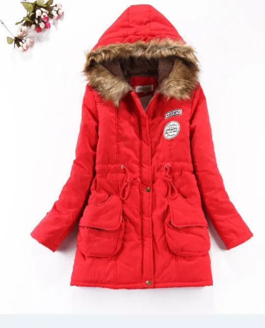 winter women jacket medium-long thicken plus size 4XL outwear hooded wadded coat slim parka cotton-padded jacket overcoat
