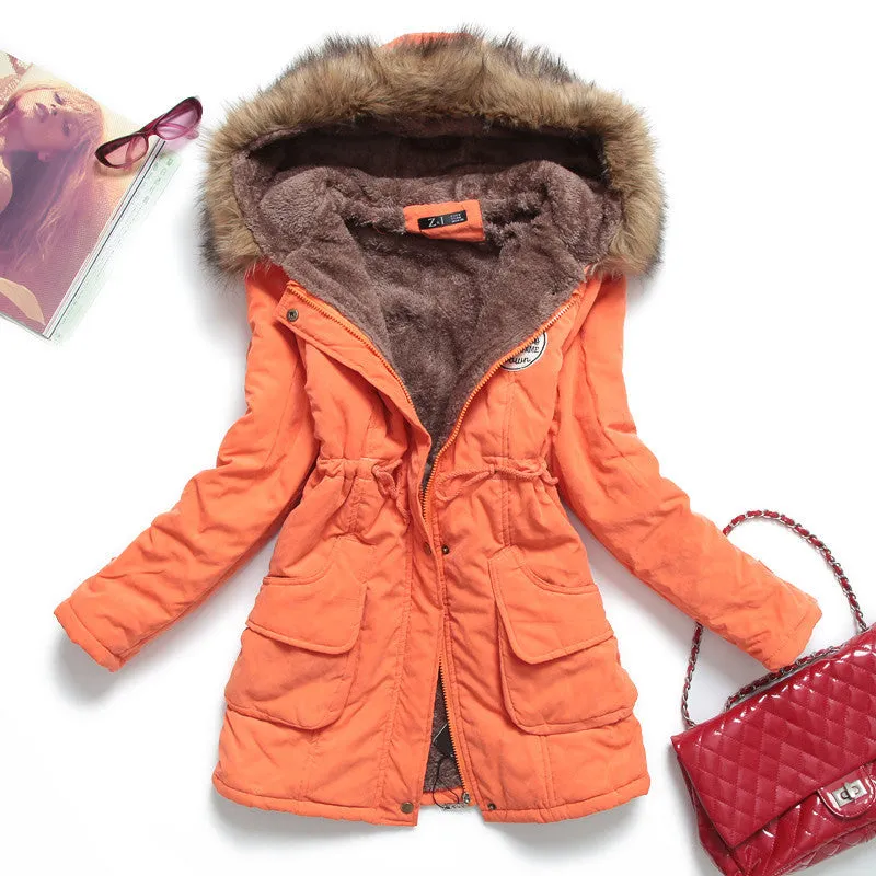 winter women jacket medium-long thicken plus size 4XL outwear hooded wadded coat slim parka cotton-padded jacket overcoat