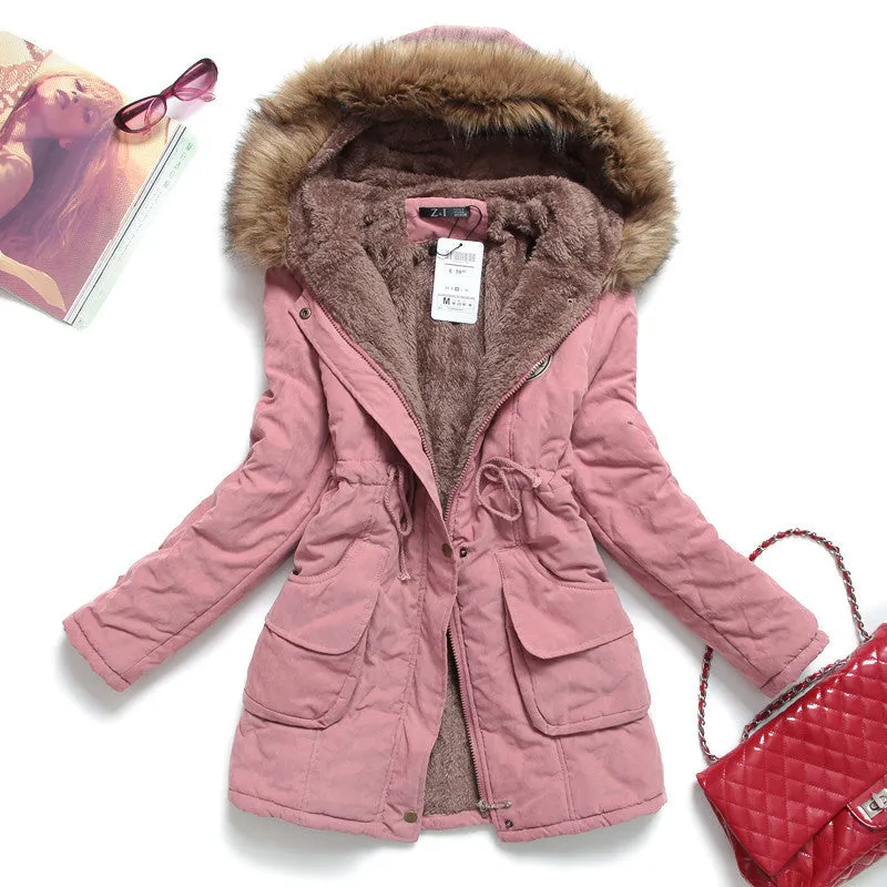 winter women jacket medium-long thicken plus size 4XL outwear hooded wadded coat slim parka cotton-padded jacket overcoat