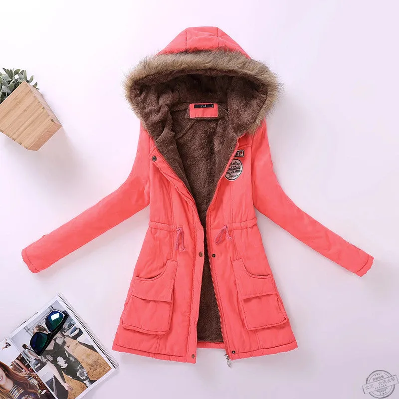 winter women jacket medium-long thicken plus size 4XL outwear hooded wadded coat slim parka cotton-padded jacket overcoat