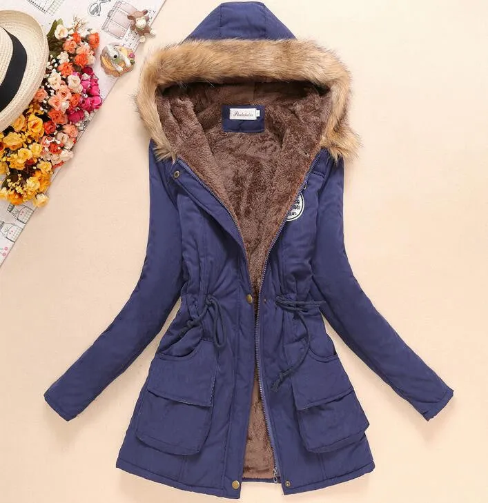 winter women jacket medium-long thicken plus size 4XL outwear hooded wadded coat slim parka cotton-padded jacket overcoat