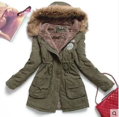 winter women jacket medium-long thicken plus size 4XL outwear hooded wadded coat slim parka cotton-padded jacket overcoat