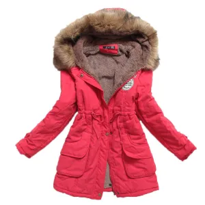 winter women jacket medium-long thicken plus size 4XL outwear hooded wadded coat slim parka cotton-padded jacket overcoat