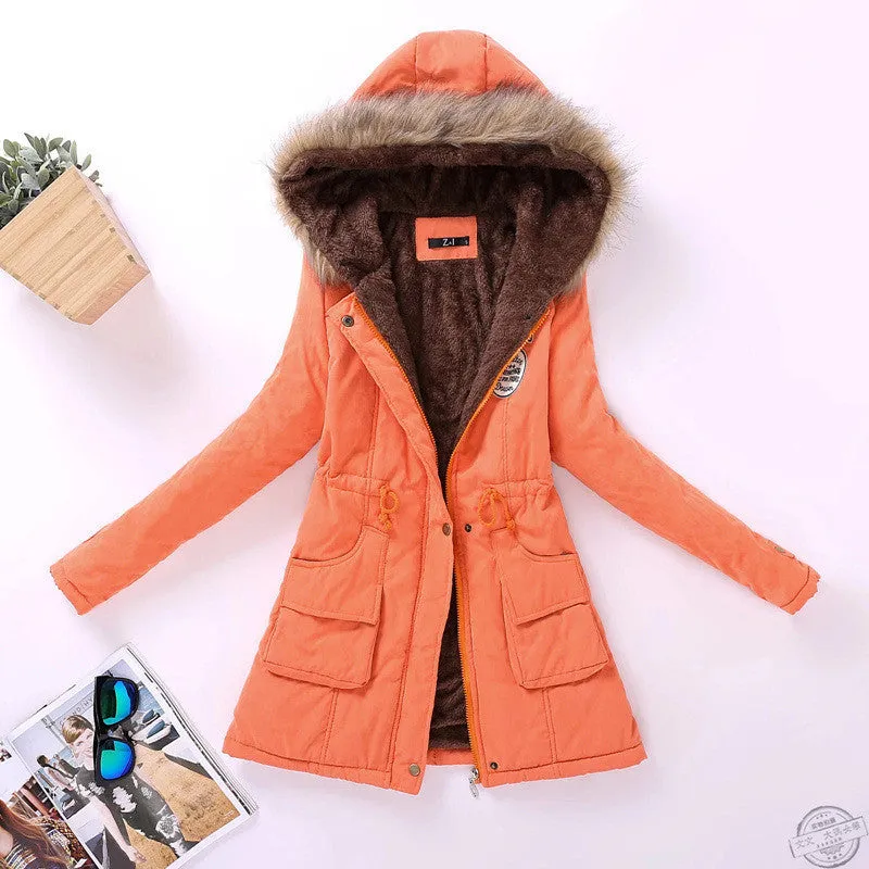 winter women jacket medium-long thicken plus size 4XL outwear hooded wadded coat slim parka cotton-padded jacket overcoat