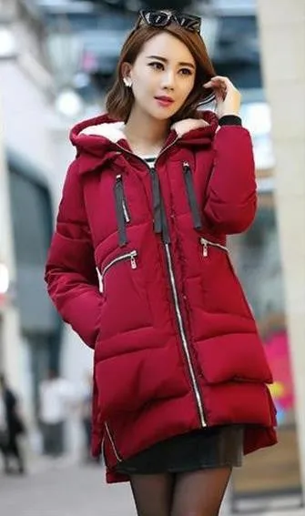 Winter Women Wadded Jacket Red Female Outerwear Plus Size 5XL Thickening Casual Down Cotton Wadded Coat Women Parkas