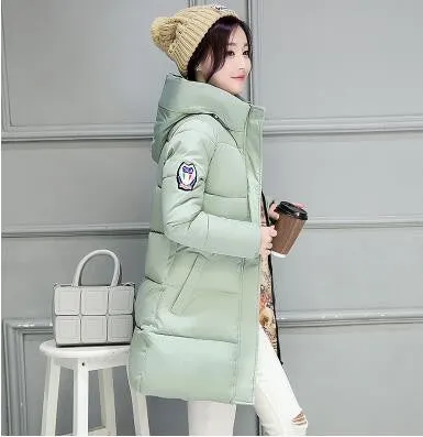 Women Coat Elegant Pure color Thick Warm Hooded Down Cotton Jacket High Large size Women Coat