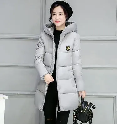 Women Coat Elegant Pure color Thick Warm Hooded Down Cotton Jacket High Large size Women Coat