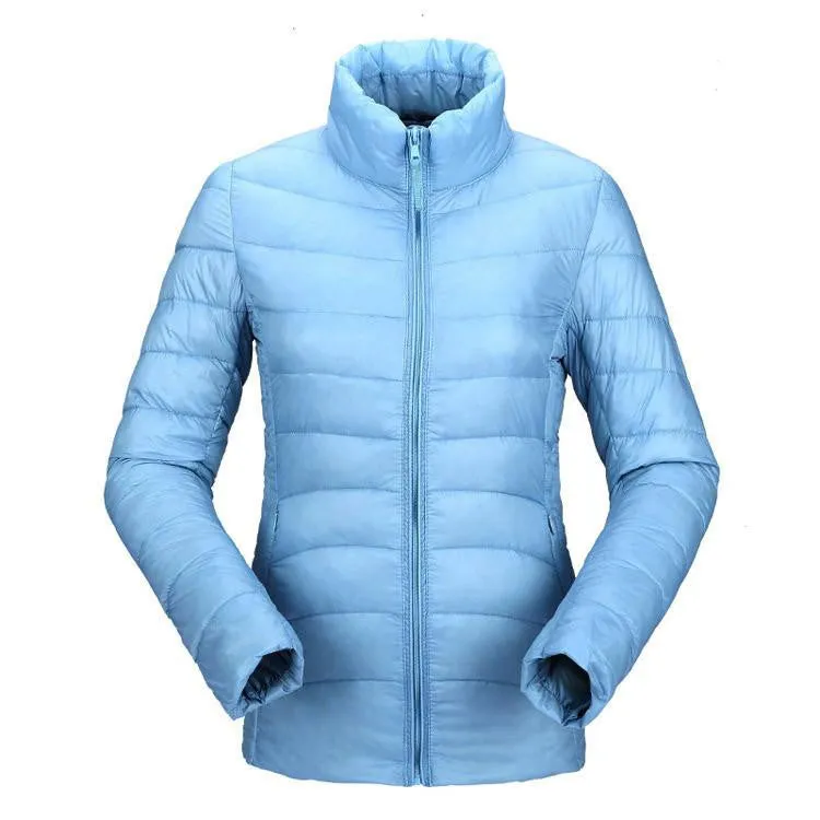 women ultra light down jacket duck down jackets women slim thin long sleeve parka zipper coats pockets solid