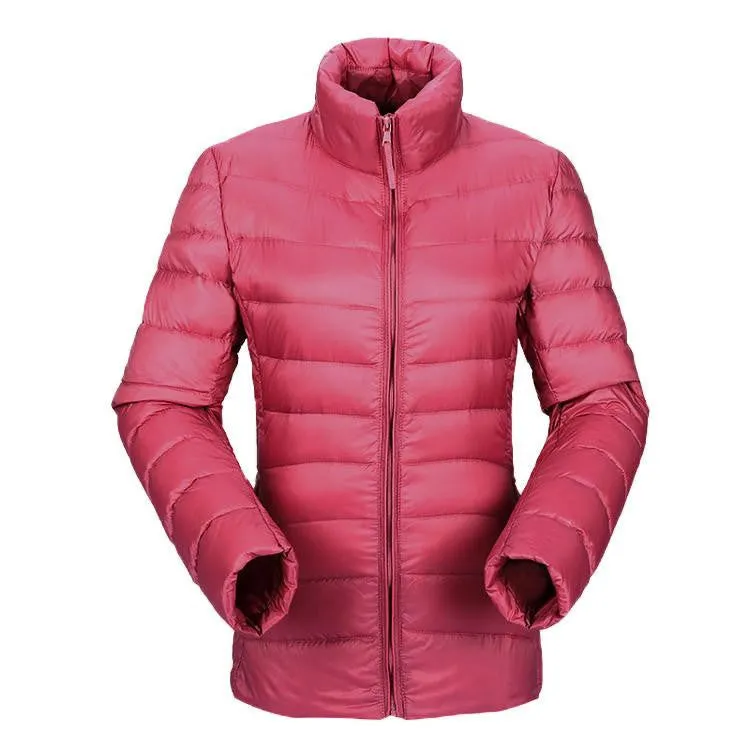 women ultra light down jacket duck down jackets women slim thin long sleeve parka zipper coats pockets solid