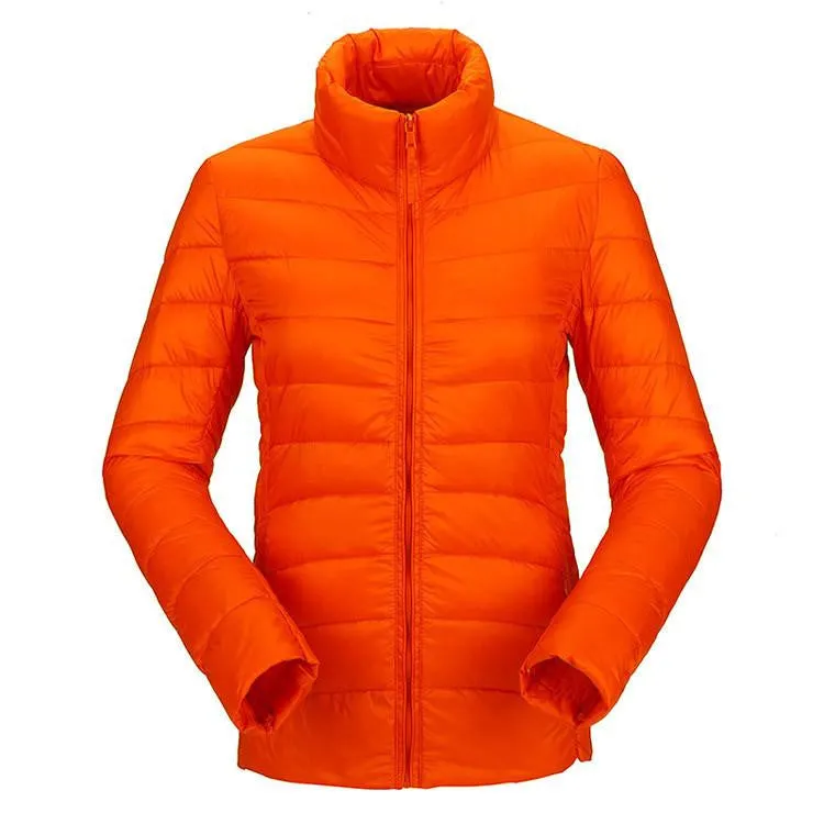 women ultra light down jacket duck down jackets women slim thin long sleeve parka zipper coats pockets solid