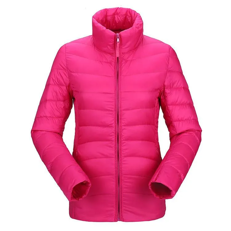 women ultra light down jacket duck down jackets women slim thin long sleeve parka zipper coats pockets solid