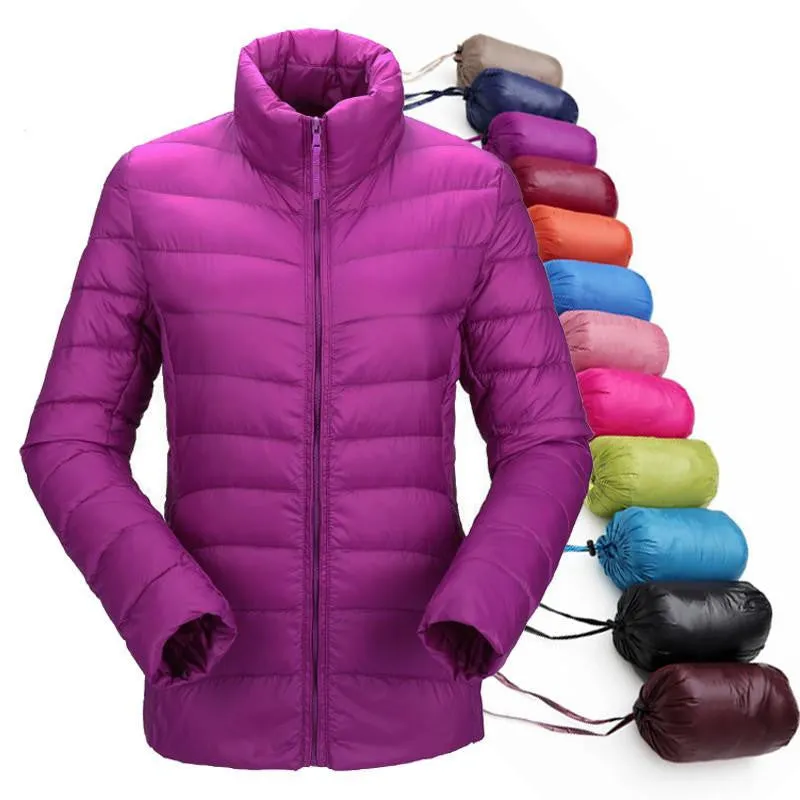 women ultra light down jacket duck down jackets women slim thin long sleeve parka zipper coats pockets solid