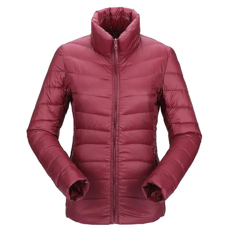 women ultra light down jacket duck down jackets women slim thin long sleeve parka zipper coats pockets solid
