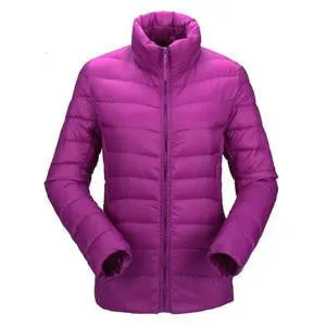 women ultra light down jacket duck down jackets women slim thin long sleeve parka zipper coats pockets solid