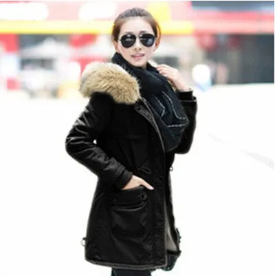 women winter coat wadded jacket medium-long plus size 4XL Parka fur collar thickening hood abrigos female snow wear