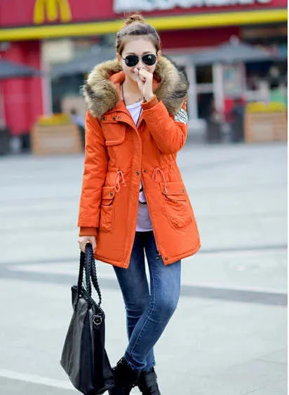 women winter coat wadded jacket medium-long plus size 4XL Parka fur collar thickening hood abrigos female snow wear