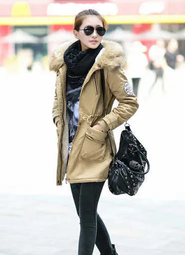 women winter coat wadded jacket medium-long plus size 4XL Parka fur collar thickening hood abrigos female snow wear