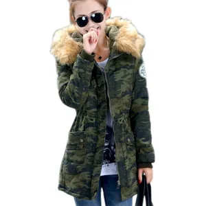 women winter coat wadded jacket medium-long plus size 4XL Parka fur collar thickening hood abrigos female snow wear