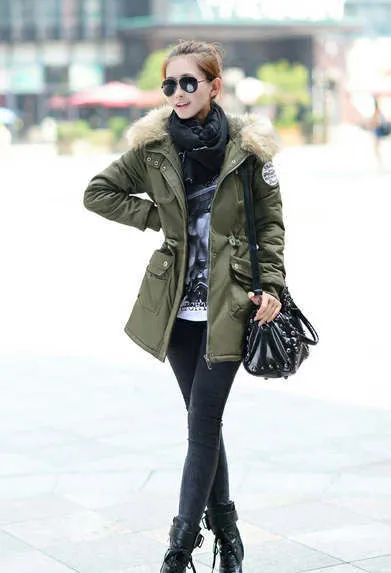 women winter coat wadded jacket medium-long plus size 4XL Parka fur collar thickening hood abrigos female snow wear