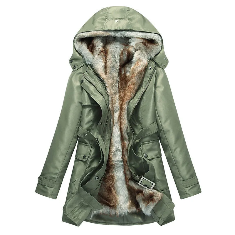 Women Winter Coats And Jackets Faux Fur Woman Warm Parka Hood Coat Plus Size 3XL Oversized Basic Jacket WWM056