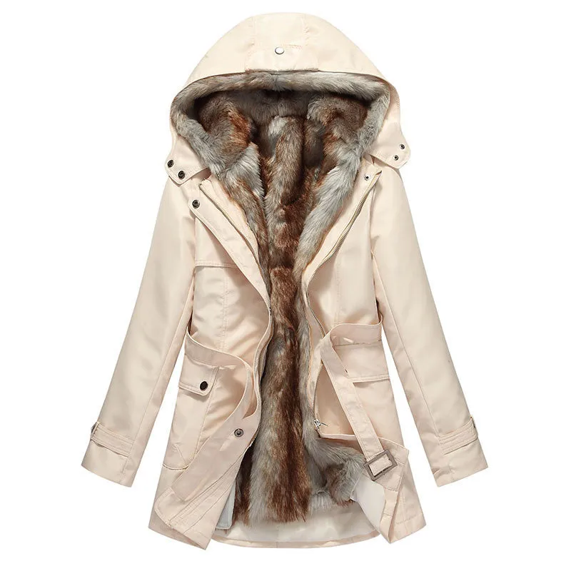 Women Winter Coats And Jackets Faux Fur Woman Warm Parka Hood Coat Plus Size 3XL Oversized Basic Jacket WWM056