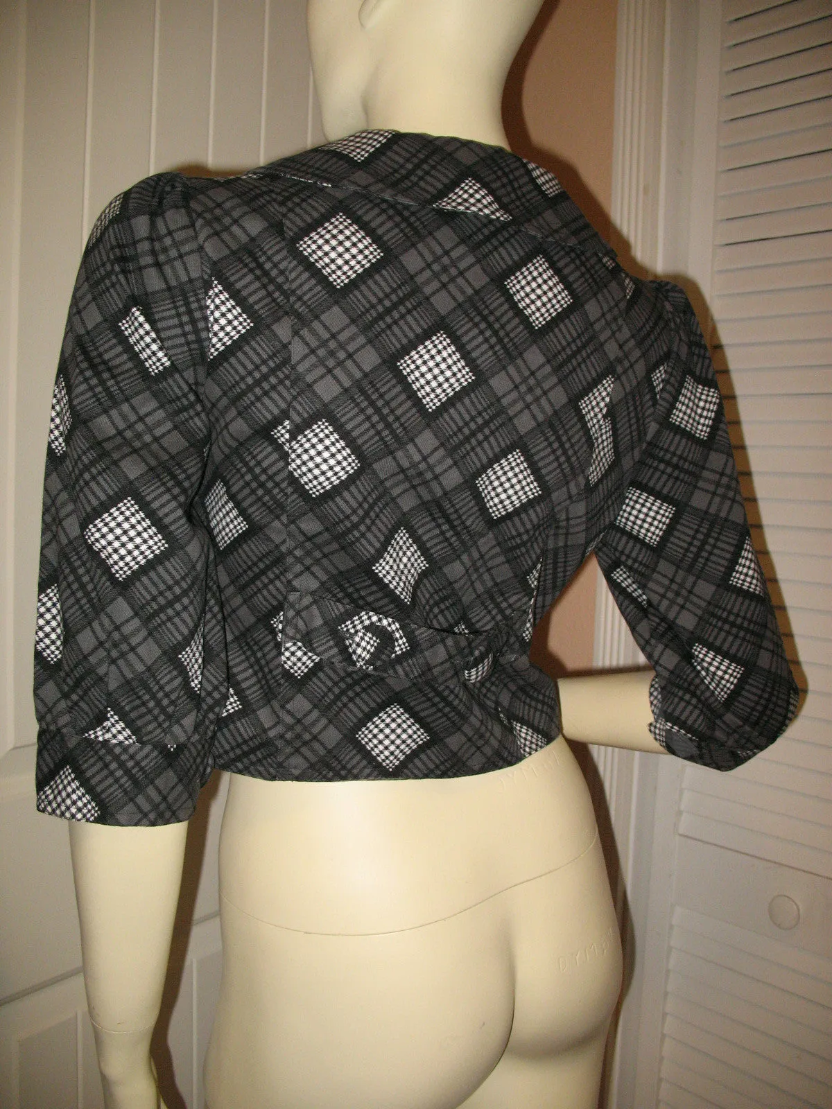 Womens Blazers Crop Peacoat Pea Coat Blazer Top Black Gray Grey 3/4 Sleeve Small Career Office Work Wear Business Attire