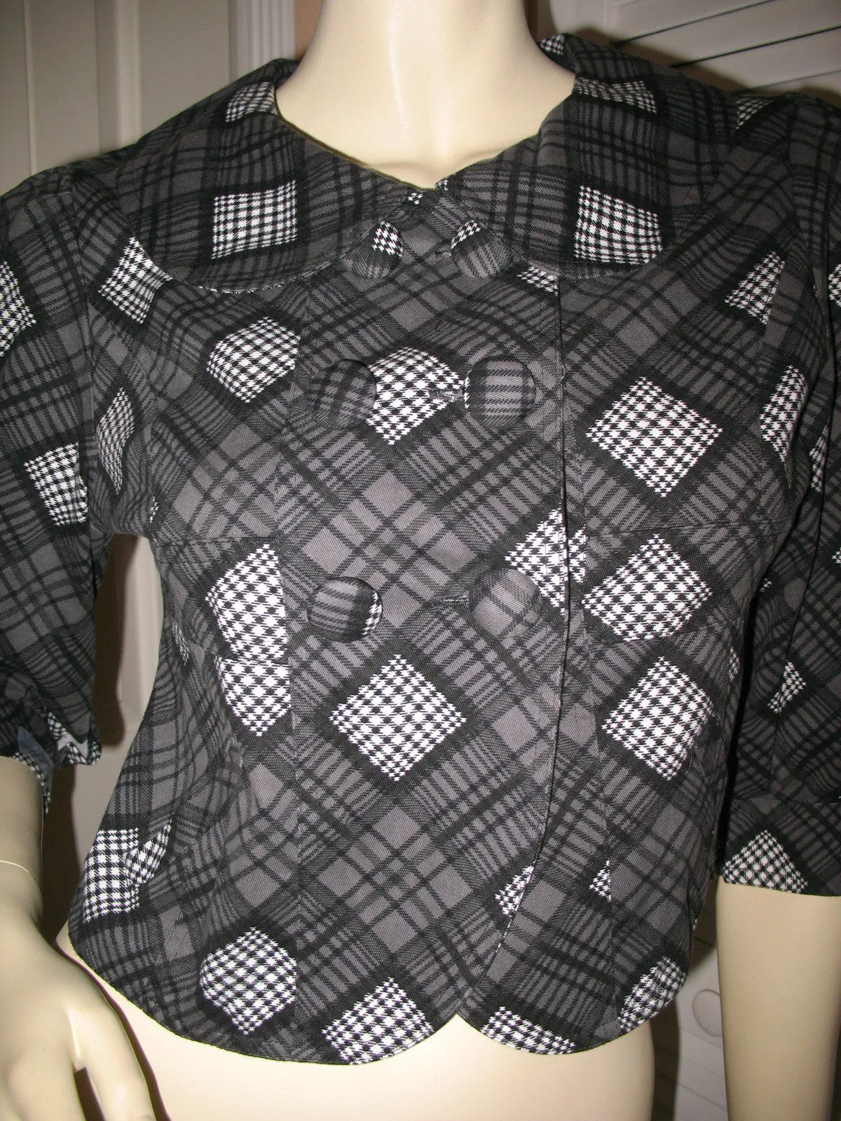 Womens Blazers Crop Peacoat Pea Coat Blazer Top Black Gray Grey 3/4 Sleeve Small Career Office Work Wear Business Attire