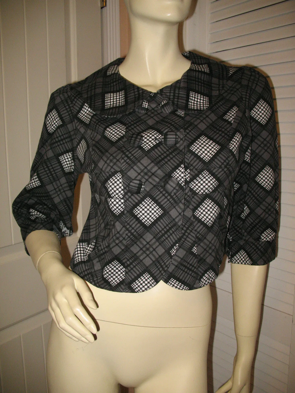 Womens Blazers Crop Peacoat Pea Coat Blazer Top Black Gray Grey 3/4 Sleeve Small Career Office Work Wear Business Attire
