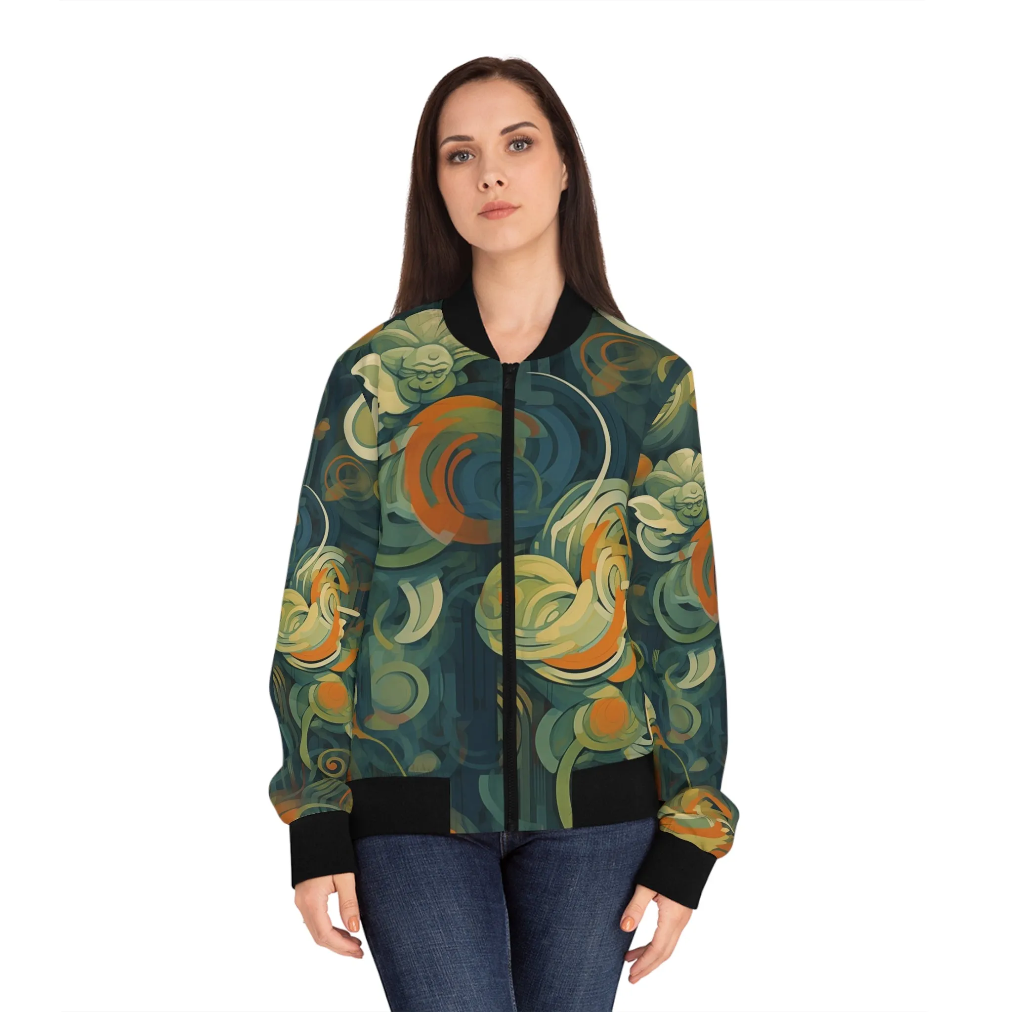 Women's Bomber Jacket - Yoda Yukiyo E Art Portrait