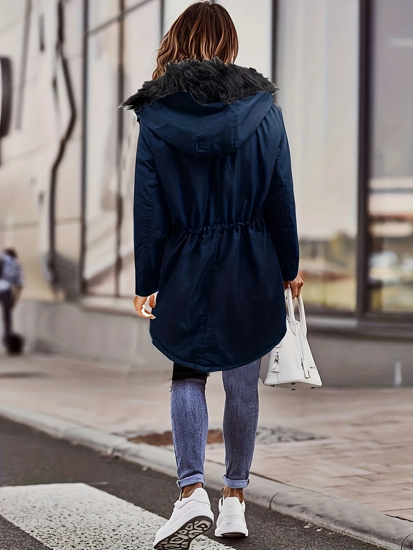 Womens Cozy Fuzzy Trim Parka  Warm Fall  Winter Coat
