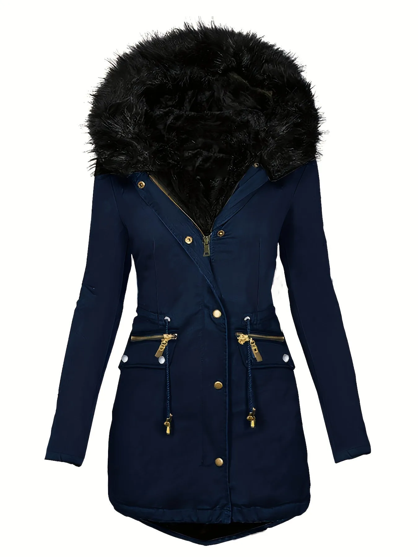 Womens Cozy Fuzzy Trim Parka  Warm Fall  Winter Coat