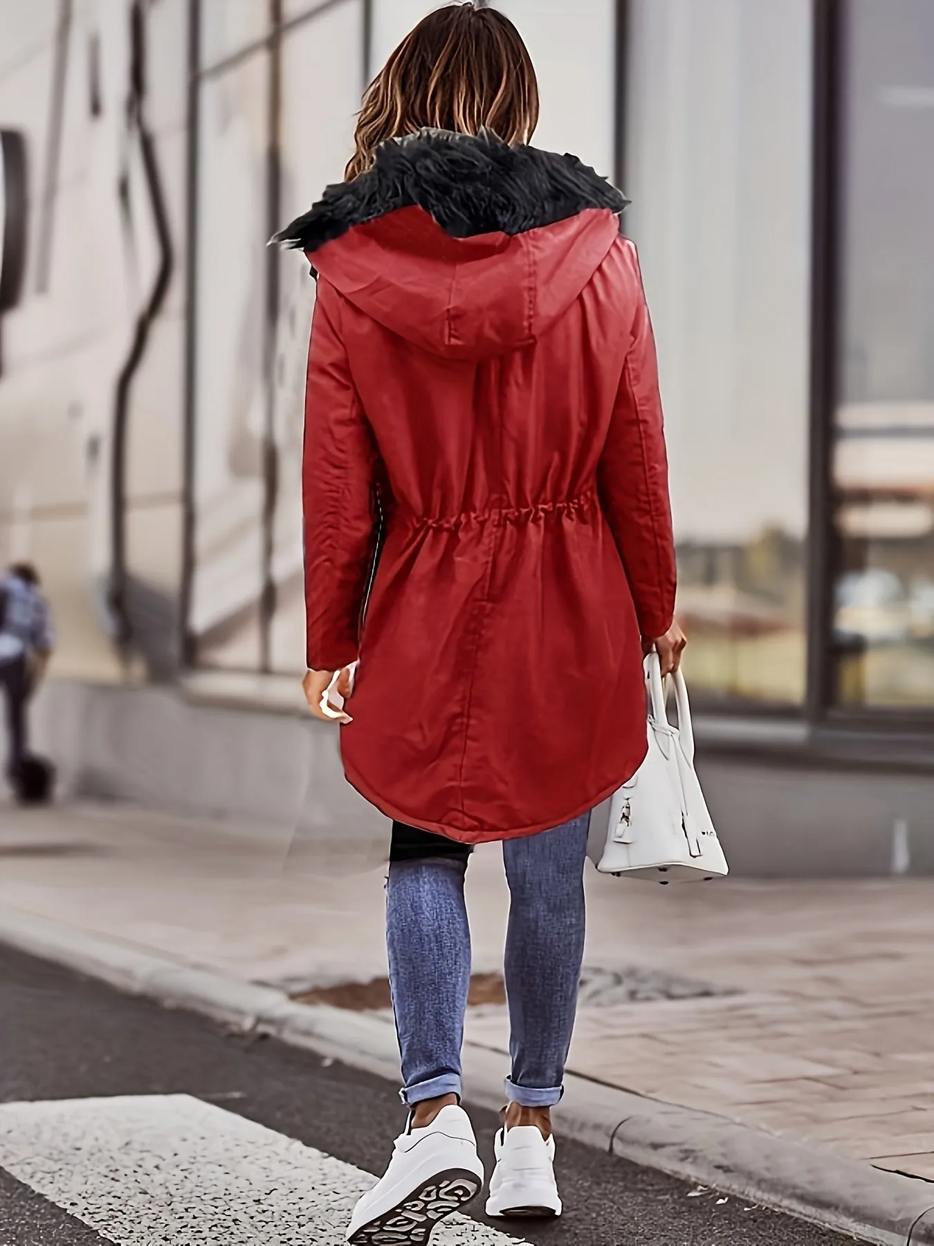 Womens Cozy Fuzzy Trim Parka  Warm Fall  Winter Coat
